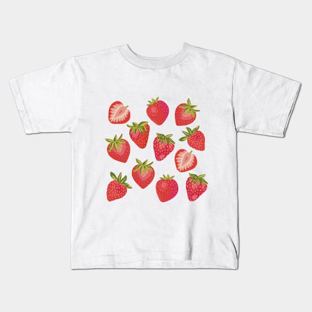 Summer Strawberry Illustration Kids T-Shirt by Zoe Chapman Design